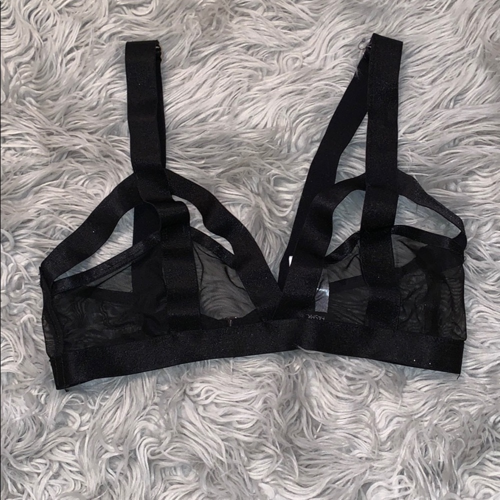 Black mesh crop top